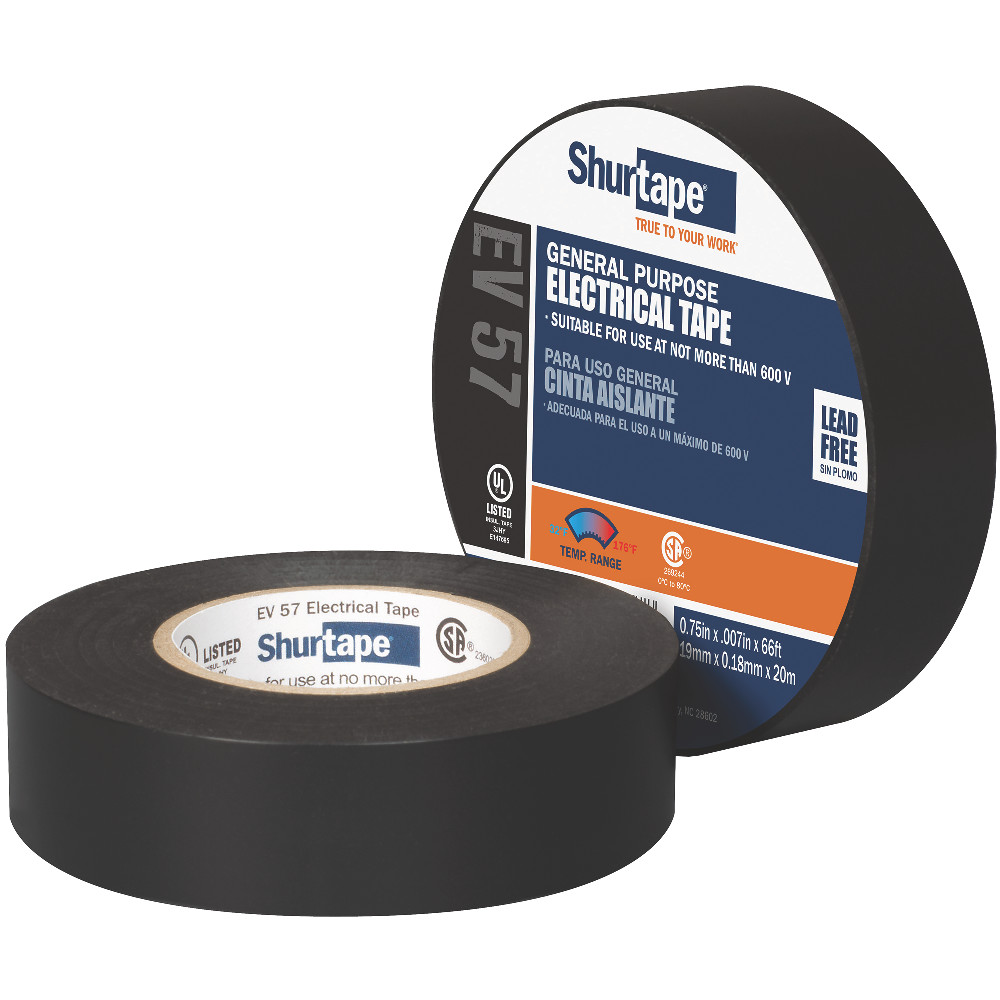 EV 57 BLK General Purpose Grade, UL Listed, Black Electrical Tape