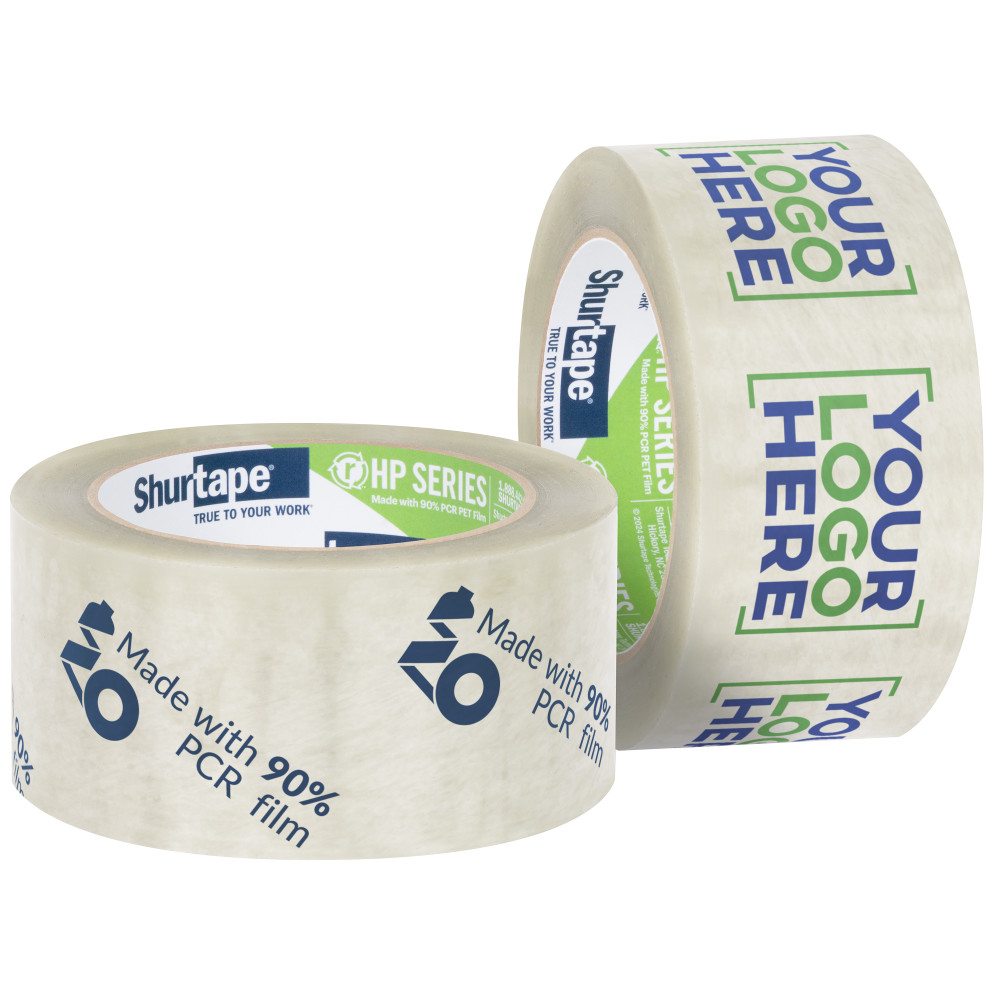 rHP 255 Custom-Printed, 90% PCR rPET Hot Melt Packaging Tape for Recycled Cartons